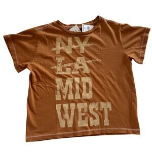 Goodie Two Sleeves Mid WEST Women's S Cotton Orange Crop Graphic T-Shirt New